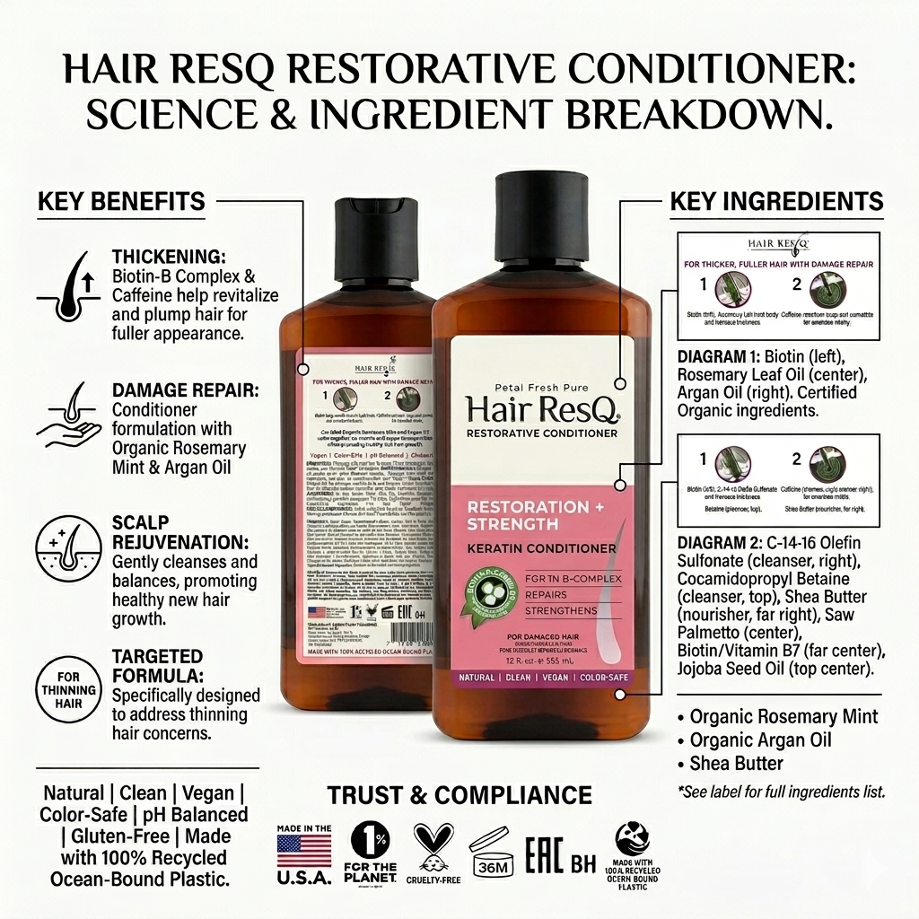 Petal Fresh Hair ResQ, Thickening Treatment, Weightless Conditioner, 12 Fl Oz (355 Ml)