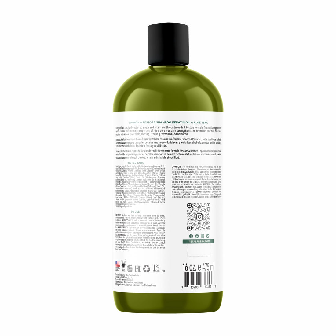 Petal Fresh Pure Smooth & Restore Shampoo, Keratin & Aloe Vera, 16 fl oz (475 ml)