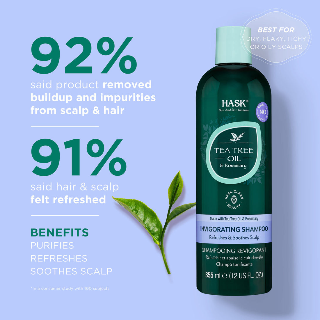 HASK Tea Tree Oil & Rosemary Invigorating Shampoo