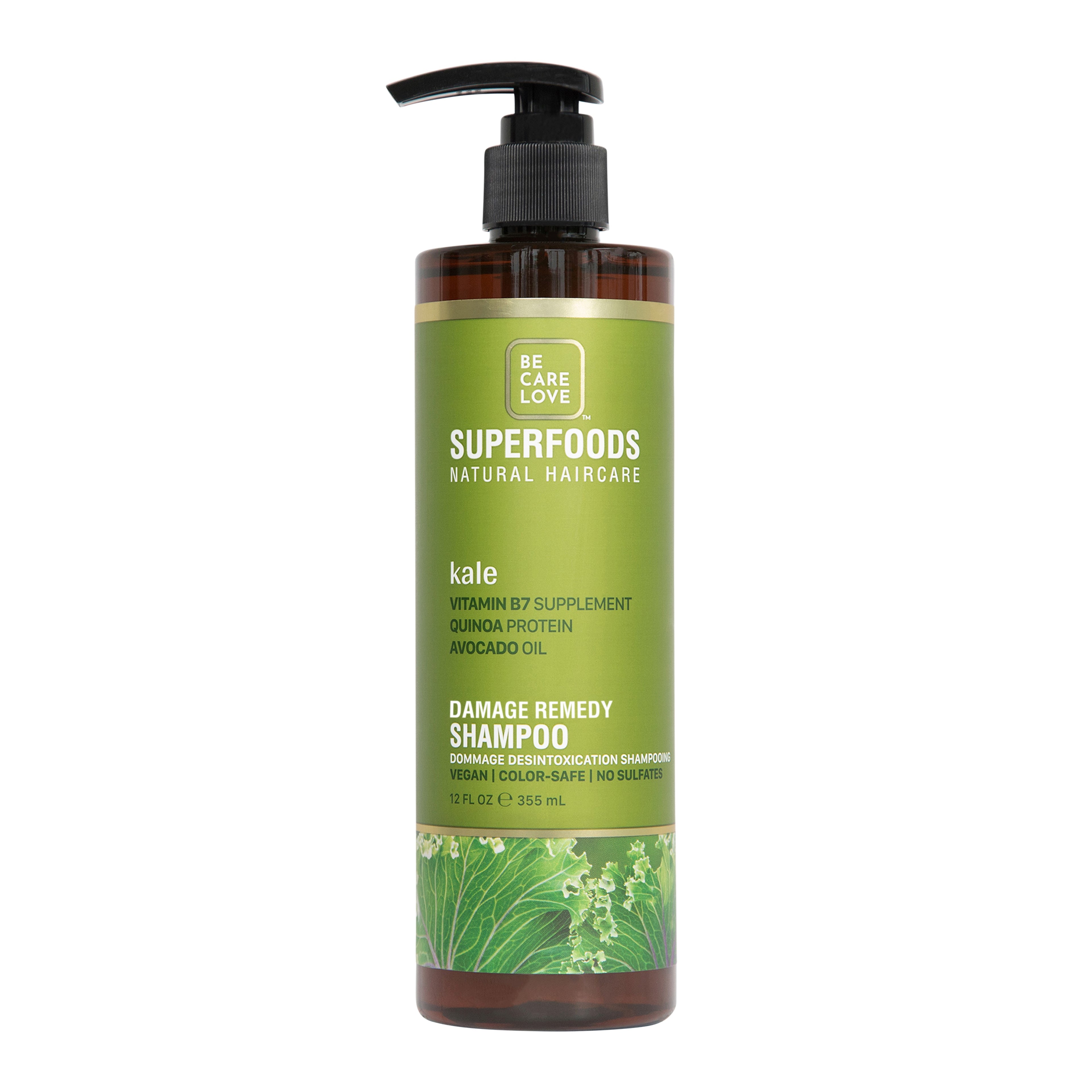 SUPER FOODS Damage Remedy Shampoo &amp; Conditioner (355 mL Each) + Evoluderm Micellar Cleansing Water (250 mL) | Vegan, Sulfate-Free, Color-Safe Haircare &amp; Gentle Makeup Remover