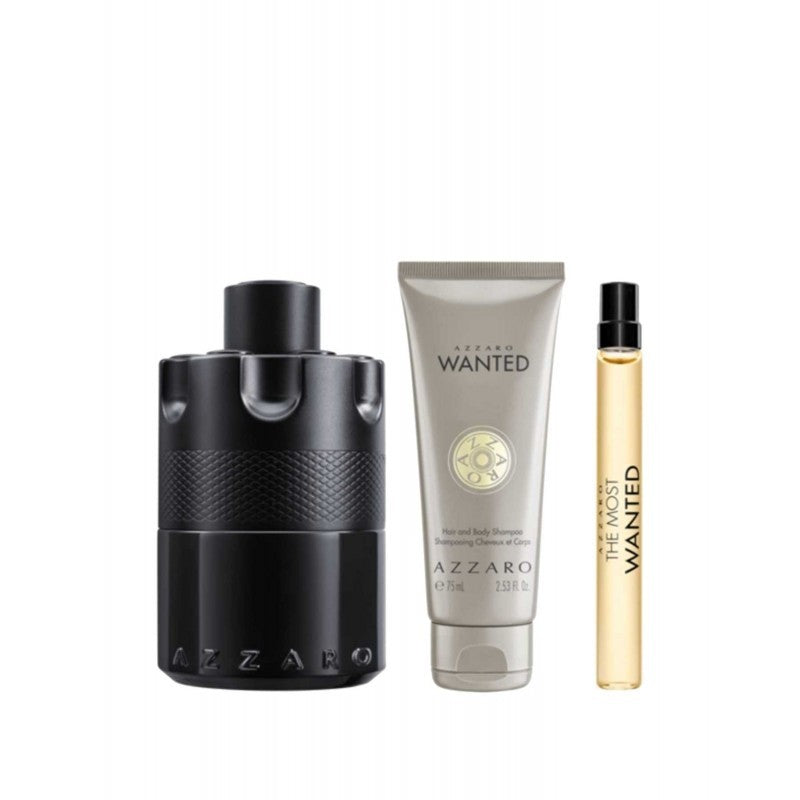 AZZARO The Most Wanted Intense Set (The Most Wanted Eau de Parfum Intense100ml + 75ml Hair &amp; Body Shampoo + 10ml Travel Spray)
