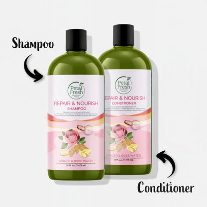 Petal Fresh Pure, Repair &amp; Nourish Conditioner, Ginger &amp; Rose Water, 16 fl oz (475 ml)