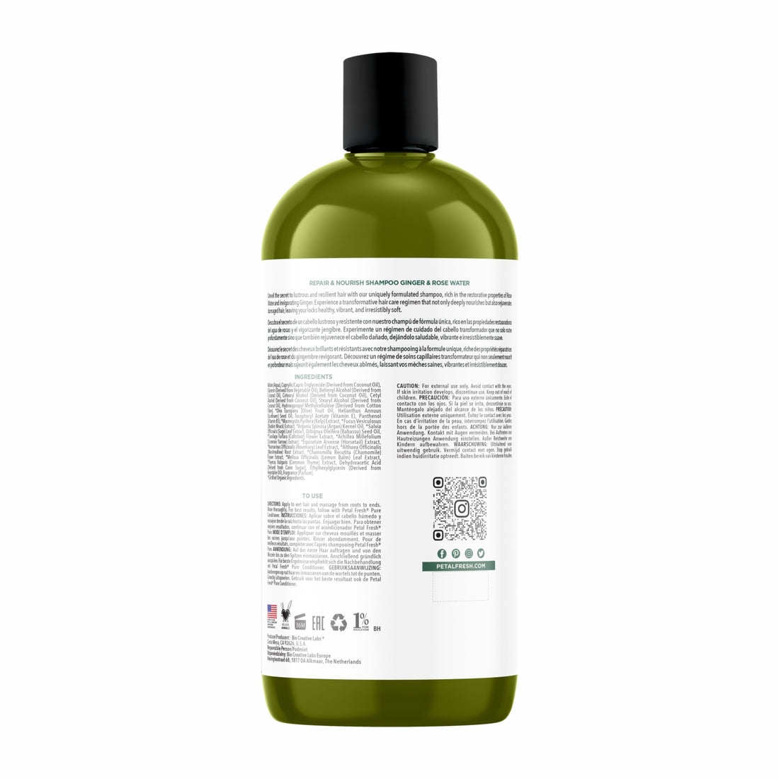 Petal Fresh Pure Repair &amp; Nourish Shampoo, Ginger &amp; Rose Water, 16 fl oz (475 ml)
