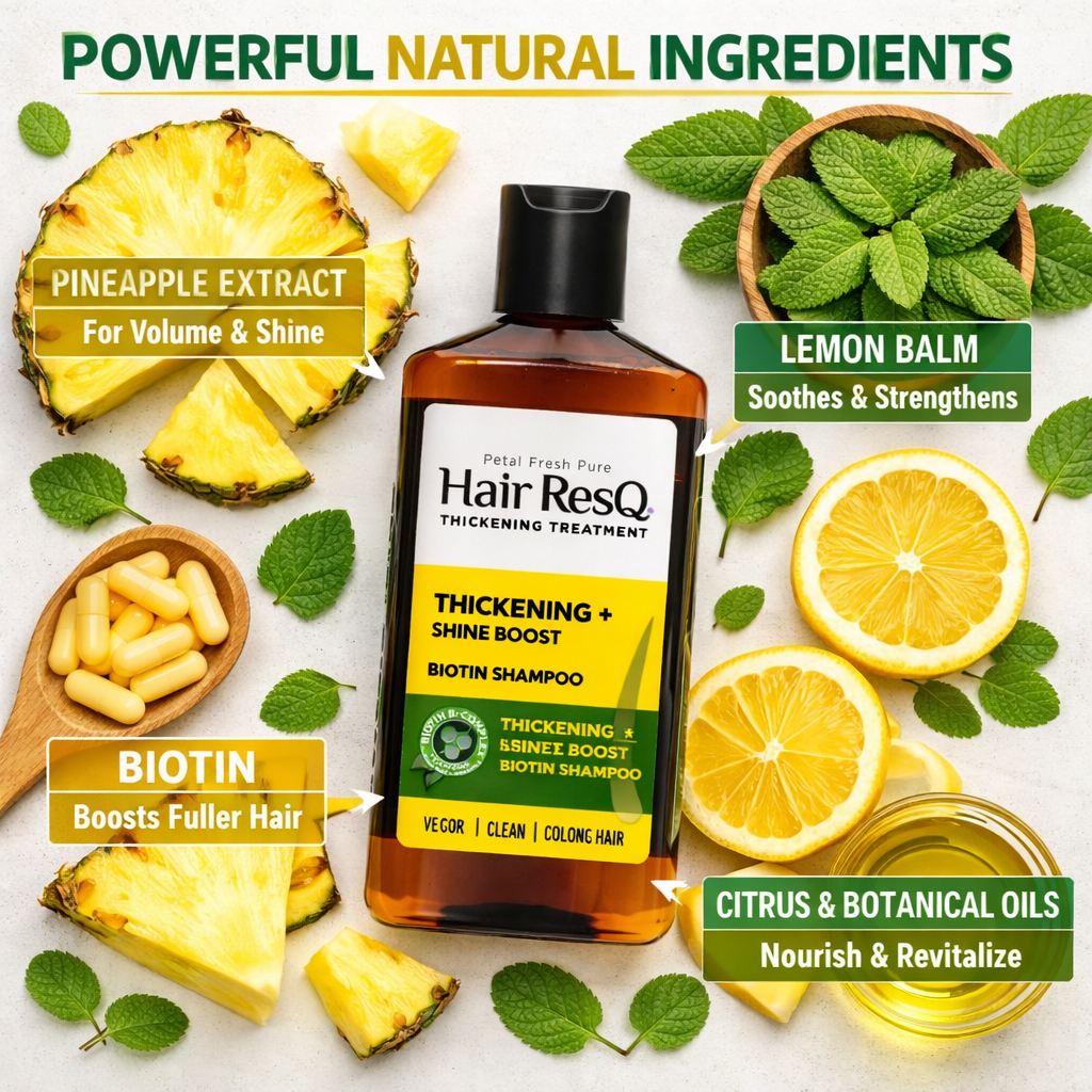 Petal Fresh Hair ResQ, Biotin Shampoo, Thickening + Shine Boost, 12 Fl Oz (355 Ml)