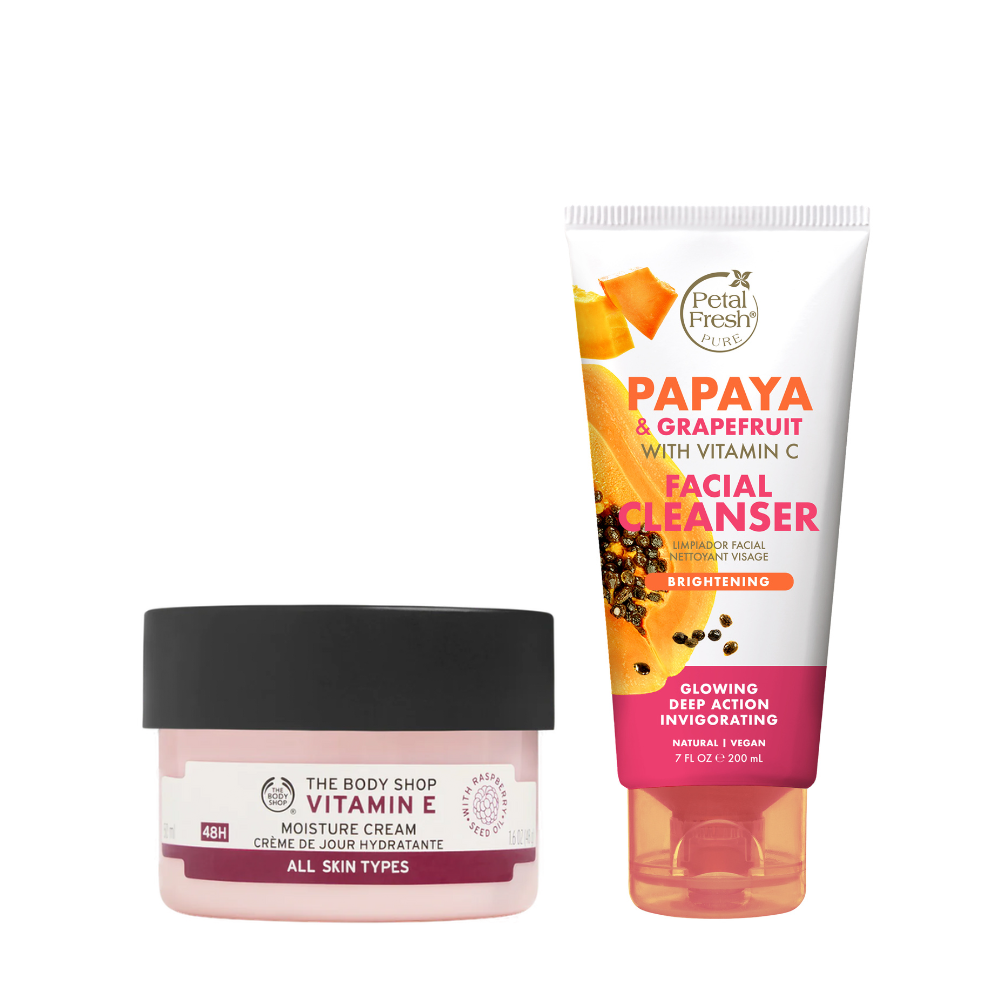 Vitamin E Moisture Cream + Papaya Facial Cleanser Combo