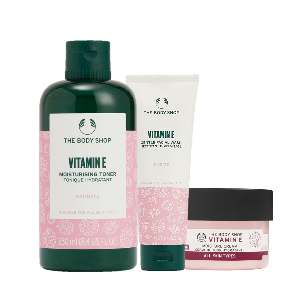 Vitamin E Gentle Facial Wash + Hydrating Toner + Moisture Cream Combo