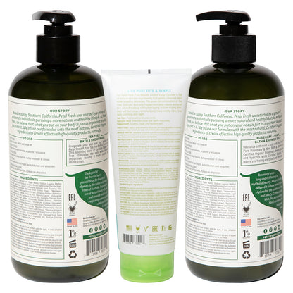 Petal Fresh Bath &amp; Shower Gel Rosemary Mint 475 mL + Bath &amp; Shower Gel Tea Tree 475 mL + Facial Cleanser Tea Tree &amp; Peppermint with Salicylic Acid 200 mL (3pc Combo)