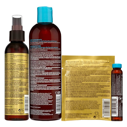 HASK Argan Oil Repairing Shampoo 355ml + HASK Argan Oil 5‑in‑1 Leave‑In Spray 175ml + HASK Argan Oil Repairing Hair Oil 18ml + HASK Argan Oil Repairing Deep Conditioner 50g – Sulfate Free, Paraben Free, Strengthens &amp; Restores Dry Damaged Hair (4pc Combo)
