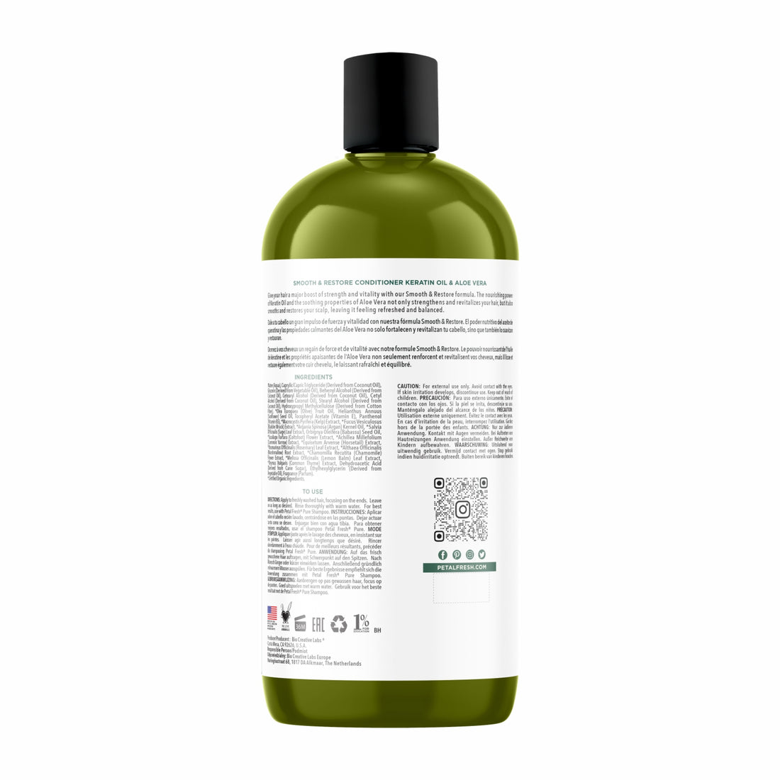 Petal Fresh Pure Smooth &amp; Restore Conditioner, Keratin &amp; Aloe Vera, 16 fl oz (475 ml)