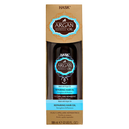 HASK Argan Oil Repairing Shampoo 355ml + HASK Argan Oil 5‑in‑1 Leave‑In Spray 175ml + HASK Argan Oil Repairing Deep Conditioner 50g + HASK Argan Oil Repairing Hair Oil 59ml (4pc Combo)