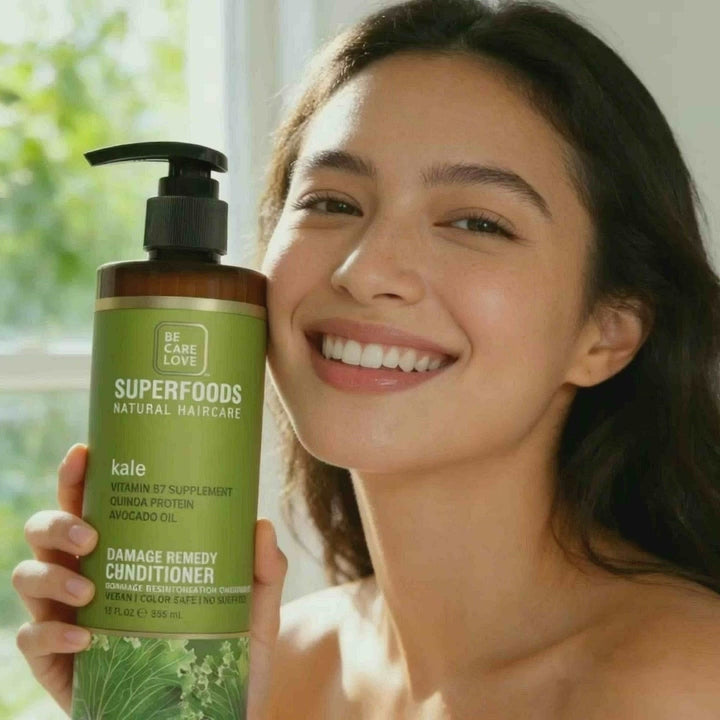 SUPER FOODS Damage Remedy Shampoo &amp; Conditioner (355 mL Each) + Evoluderm Micellar Cleansing Water (250 mL) | Vegan, Sulfate-Free, Color-Safe Haircare &amp; Gentle Makeup Remover